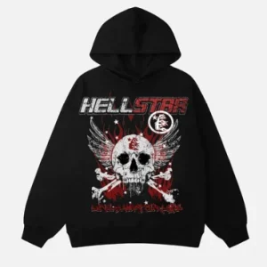 Hellstar Graphic Print Long Sleeve Brown Hoodie
