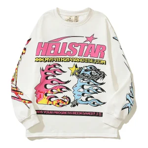 Fashion Vintage Hellstar Graphic Long Sleeve T-Shirt
